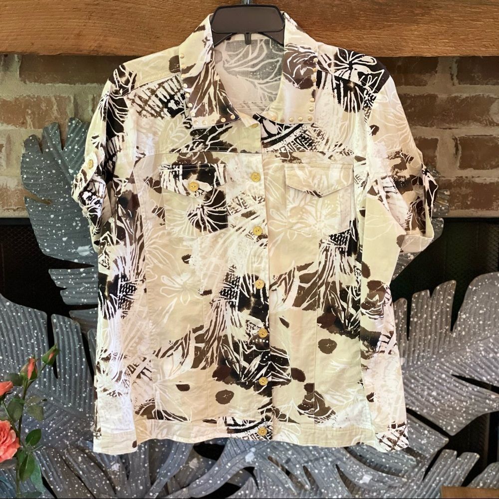 ONQUE Woman Short Sleeve Button Up Top Jean Jacket Styling